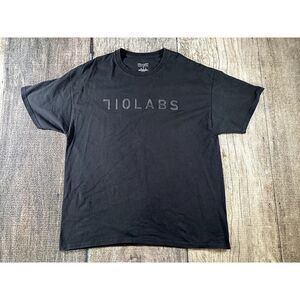 710 Labs Hoodie Black Champion Raised Print Logo Classic Shirt Size XL